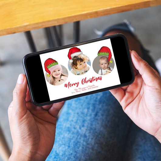 クリスマスかわいいサンタおもしろい小妖精や小人お洒落3枚の写真 シーズンカード