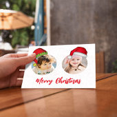 クリスマスかわいいサンタおもしろい小妖精や小人お洒落3枚の写真 シーズンポストカード