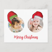 クリスマスかわいいサンタおもしろい小妖精や小人お洒落3枚の写真 シーズンポストカード (正面)