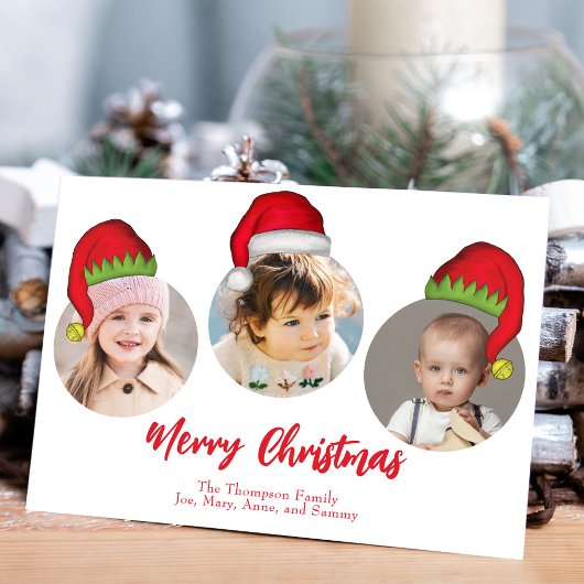 クリスマスかわいいサンタおもしろい小妖精や小人お洒落4写真 シーズンカード