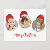クリスマスかわいいサンタおもしろい小妖精や小人お洒落4写真 シーズンポストカード (正面)