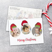 クリスマスかわいいサンタおもしろい小妖精や小人お洒落4写真 シーズンポストカード