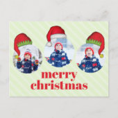 クリスマスかわいいサンタおもしろい小妖精や小人お洒落4写真 シーズンポストカード (正面)