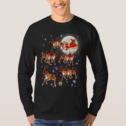 クリスマスかわいいサンタクロース乗馬ボクサークリスマスパジャム Tシャツ (正面)