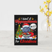 クリスマスかわいいサンタ・サングラスのカバが欲しい カード (黄色い花)