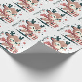 クリスマスかわいいサンタ・トナカイのギフトボックス ラッピングペーパー (角)