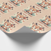 クリスマスかわいいサンタ・トナカイのギフトボックス ラッピングペーパー (角)