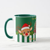 クリスマスかわいいサンタ・トナカイ&ホリー家族の写真 マグカップ (左)