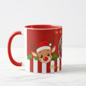 クリスマスかわいいサンタ・トナカイ&ホリー家族の写真 マグカップ (左)
