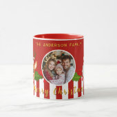 クリスマスかわいいサンタ・トナカイ&ホリー家族の写真 マグカップ (中央)