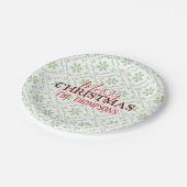 クリスマスかわいいシンプルグリーンスノーフレークのパターン ペーパープレート (アングル)