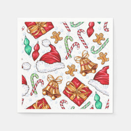 クリスマスかわいいシンボルキッズ スタンダードカクテルナプキン