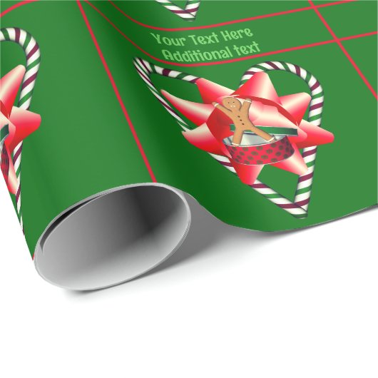クリスマスかわいいジンジャーブレッドマン パーソナライズされた ラッピングペーパー (ロールコーナー)