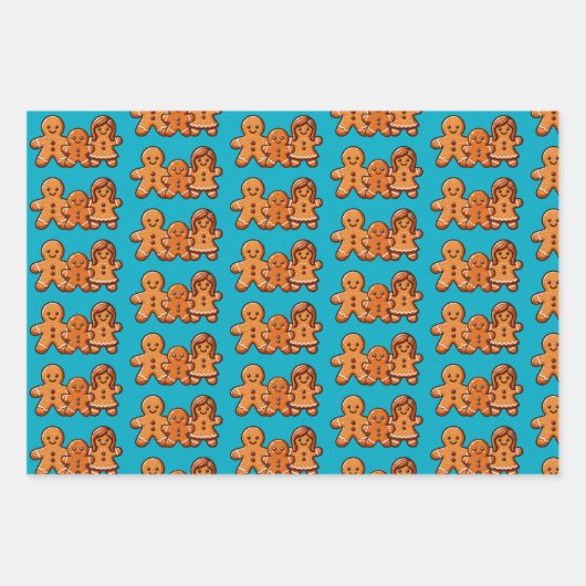 クリスマスかわいいジンジャーブレッドCookie ラッピングペーパーシート (正面2)