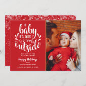 クリスマスかわいいスクリプトモダン写真 シーズンカード (正面/裏面)