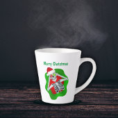 クリスマスかわいいスケルトンオーナメントアイズ（ばちゃばちゃ）跳ねる カフェラテマグ