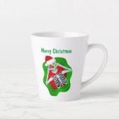 クリスマスかわいいスケルトンオーナメントアイズ(ばちゃばちゃ)跳ねる カフェラテマグ (右)
