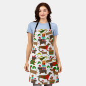 クリスマスかわいいダックスフント犬のパターン エプロン (着用した状態)