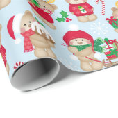 クリスマスかわいいテディベアーズホリーキャンディーキャン ラッピングペーパー (ロールコーナー)