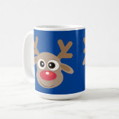 クリスマスかわいいトナカイの漫画の青 コーヒーマグカップ (正面左)