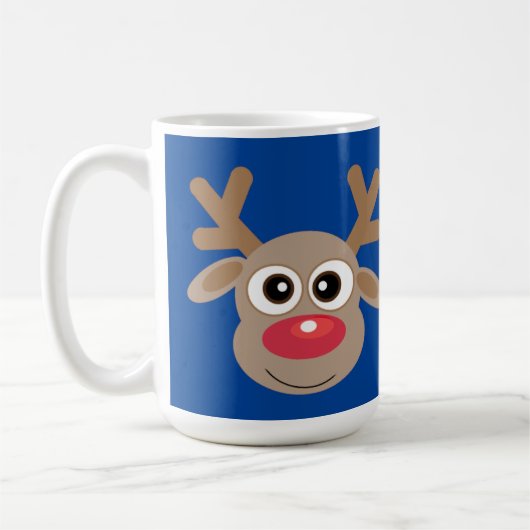 クリスマスかわいいトナカイの漫画の青 コーヒーマグカップ (左)