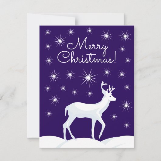 クリスマスかわいいトナカイ雪の夜空 シーズンカード (正面)