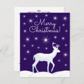 クリスマスかわいいトナカイ雪の夜空 シーズンカード (正面/裏面)