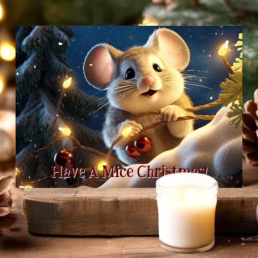 クリスマスかわいいネズミを持っている シーズンカード