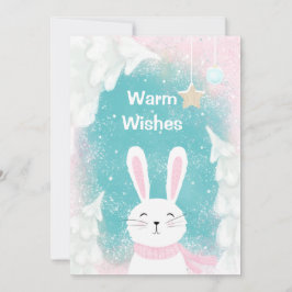 クリスマスかわいいバニーピンクとミント シーズンカード