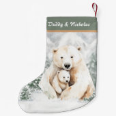 クリスマスかわいいパパと子のホッキョクグマ スモールクリスマスストッキング (裏面)