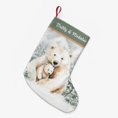 クリスマスかわいいパパと子のホッキョクグマ スモールクリスマスストッキング (正面 (吊り時))