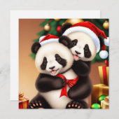 クリスマスかわいいパンダのホリデーカード シーズンカード (正面/裏面)