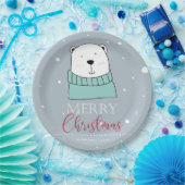 クリスマスかわいいパーソナライズされたクマ ペーパープレート (パーティー)