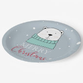 クリスマスかわいいパーソナライズされたクマ ペーパープレート (アングル)