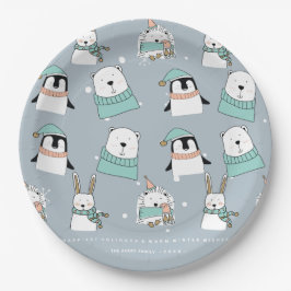 クリスマスかわいいパーソナライズされた動物 ペーパープレート