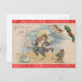 クリスマスかわいいビクトリアンヴィンテージ猫の動物 ポストカード (正面/裏面)