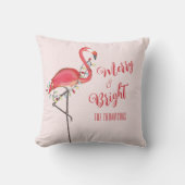 クリスマスかわいいピンクのフラミンゴパーソナライズされた クッション (正面)