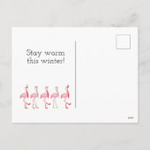 クリスマスかわいいピンクのフラミンゴ シーズンポストカード (裏面)