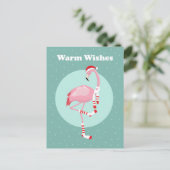 クリスマスかわいいピンクのフラミンゴ シーズンポストカード (スタンド正面)