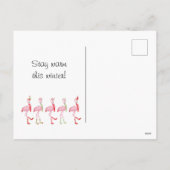 クリスマスかわいいピンクのフラミンゴ シーズンポストカード (裏面)