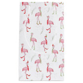クリスマスかわいいピンクのフラミンゴ スモールペーパーバッグ (正面)