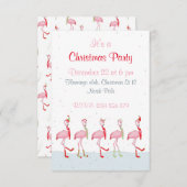 クリスマスかわいいピンクのフラミンゴ 招待状 (正面/裏面)