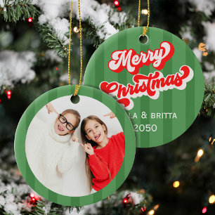 クリスマスかわいいフォトグリーンお洒落おもしろい セラミックオーナメント