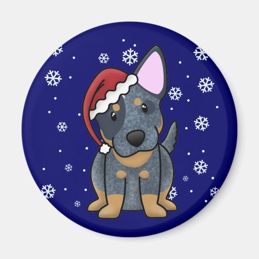 クリスマスかわいいブルーヒーラー マグネット (正面)