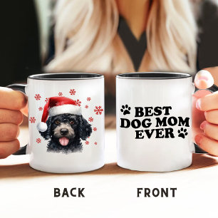 クリスマスかわいいプードルパーソナライズされた犬 マグカップ