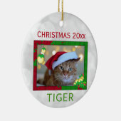 クリスマスかわいいペット猫の写真 セラミックオーナメント (右)