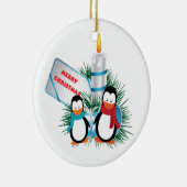 クリスマスかわいいペンギンとキャンドルカスタムオーナメント セラミックオーナメント (右)