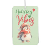 クリスマスかわいいペンギンの休日の緑の赤 カーエアーフレッシュナー (正面)