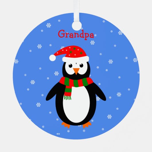 クリスマスかわいいペンギンの名前を追加する日付の両面 メタルオーナメント (裏面)