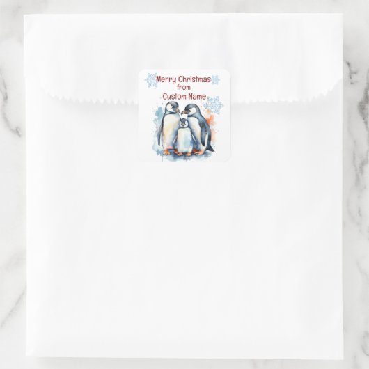 クリスマスかわいいペンギンカスタマイズ群生物 スクエアシール (バッグ)